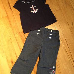 3/$20* Nautical navy blue tee and jeans, fit 2T